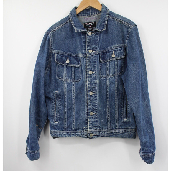 Vintage Polo Jean Company Denim Full Button Down Pockets‎ Patch Blue Size Medium - Picture 1 of 10